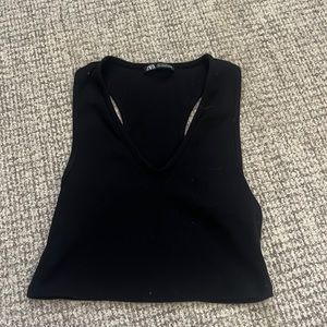 Zara black crop tank top.